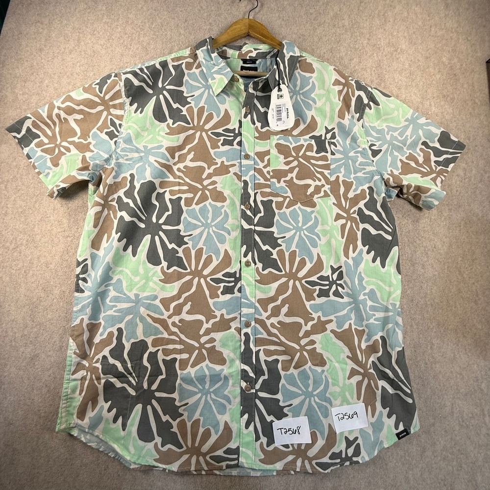 NWT Prana Slimmersee Shirt XXL Canvas Boogie Bloom Slim Fit Short Sleeve